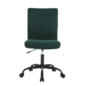 เก้าอี้โต๊ะเครื่องแป้ง360กำมะหยี่แบบไม่มีแขนด้านหลังสูงสำหรับสำนักงานและห้องเรียน