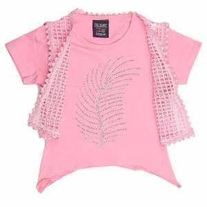 Camiseta elegante de media manga para niñas, 2 piezas - Rosa - Product Image 1