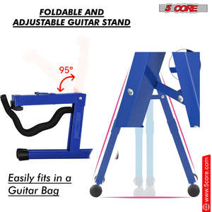 5 Core Guitar Stand 2 Pack A Frame w Soft <b>Foam</b> Arm Non Slip Rubber for Acoustic <b>Electric</b> Bass - Product Image 4