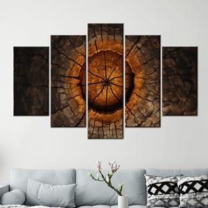 Toile imprimée abstraite motif anneaux d'arbre élégante pour la décoration intérieure, lot de 5 pièces : Gallery Wrap - Product Image 1