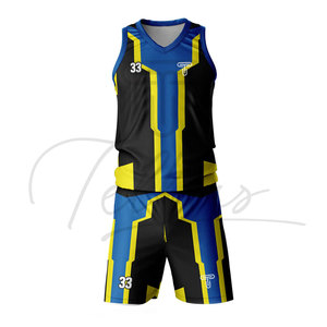 Ensembles d'uniformes de basket-ball personnalisés pour hommes, imprimés, à séchage rapide, sans manches, pour équipes et clubs, par Tellus Apparel - Product Image 1