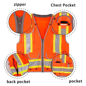 Gilet de sécurité Hi Vis Work High Visible Patch avec poche Garde de sécurité Gilet de travail de protection à rayures réfléchissantes - Product Image 6