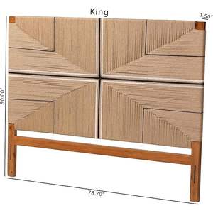 Cabecero Prita King hecho a mano con telar de papel y colección de muebles de madera de caoba para dormitorio - Product Image 4