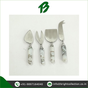 Fourniture directe d'usine de la meilleure qualité de Quartz blanc manche en pierre naturelle ensemble de couverts à fromage disponible avec marque privée - Product Image 2