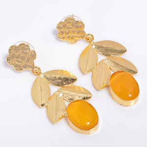 Boucles d'oreilles en laiton avec pierres précieuses faites à la main pour filles boucles d'oreilles en laiton plaqué or 18 carats bijoux personnalisés en laiton exportateur - Product Image 2