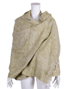 Châle en laine Yak, châle à rayures lumineuses, ombrage verte, HYWSM 508 - Product Image 1