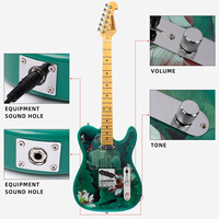 Guitare électrique multi-effets D-133 avec pédale, double manche bleu et vert, manche en érable canadien personnalisé, guitare électrique à coupe simple