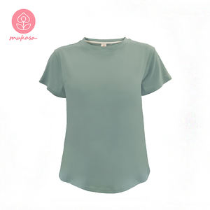 ขายร้อนเสื้อโยคะแขนสั้นเรียบง่ายสีเขียวโยคะสวมใส่เป็นมิตรกับสิ่งแวดล้อม - Product Image 5