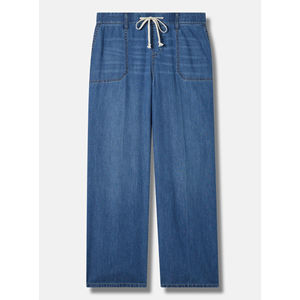 Pantalones vaqueros holgados personalizables de calidad superior para mujer, pantalones vaqueros lavados de cuello alto transpirables, pantalones informales de encaje de talla grande al por mayor - Product Image 5