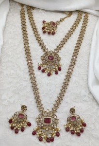 Conjunto de Collar y Aretes de Lujo Chapados en Oro, Joyería India Elegante para Mujer - Product Image 4