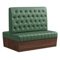 Canapé de banquette double face en cuir noir capitonné pour café