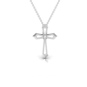 Best Offer IGI Certified VVS Lab Grown Diamond 14k Solid Gold <b>Cross</b> Pendant <b>Necklace</b> <b>For</b> <b>Women</b> Fashion Jewelry At Low Price - Product Image 2