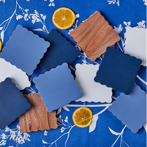 Eco Blue Lacquer <b>Coaster</b>, Premium Wood <b>Drink</b> With Scalloped Edge <b>Coasters</b> Ideal <b>For</b> Chic Tabletop Styling, Vietnam Craft - Product Image 4