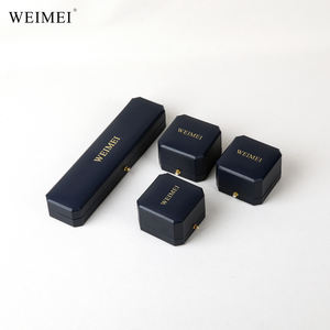Weimei กล่องเครื่องประดับงานหัตถกรรมหัตถกรรมหนังสีฟ้าปั๊มร้อนงานออกแบบได้ตามต้องการสำหรับแกนกลางด้านในที่ปรับแต่งได้ - Product Image 2
