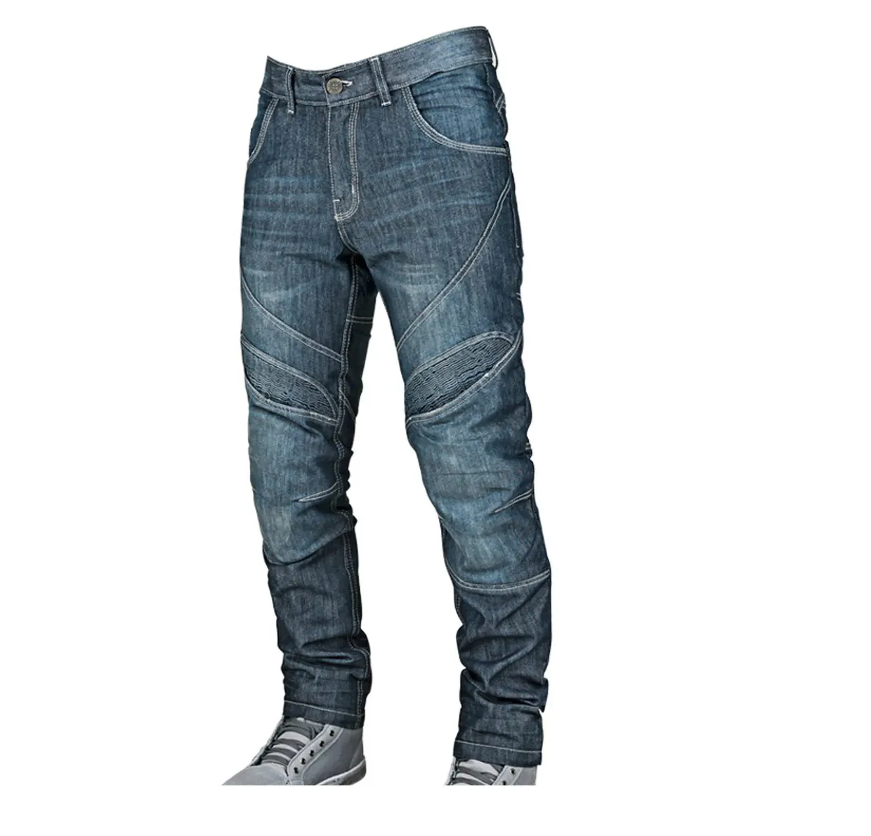 Celana Jeans Berkendara Sepeda Motor Pria, Ramping dengan Bantalan Pelindung