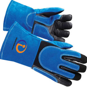 ถุงมือเชื่อมโอเอ็มสำหรับเยาวชนถุงมือเชื่อมสีฟ้าทำจากหนังวัวดีไซน์ตามสั่ง - Product Image 1