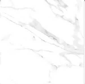 Düz beyaz renk MARBAL görünümlü porselen cilalı dijital zemin karoları 600X600mm parlak parlak yüzey