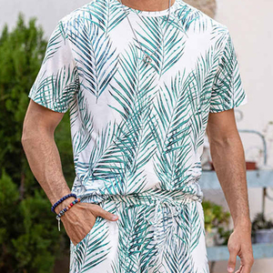 Conjunto de dos piezas de verano para hombre personalizado OEM Camiseta de algodón transpirable y pantalones cortos sublimados para mayor comodidad - Product Image 5