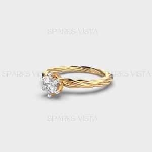 Anillo de diamante de oro de 10K 14K 18K con diseño de cuerda trenzada de calidad superior | Anillo de compromiso solitario para Mujer | Proveedor de joyería B2B - Product Image 3