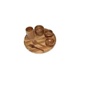 Ensemble de table en bois bol de différentes tailles et fourchette et cuillère de taille personnalisée ensemble de table en bois grande assiette en bois - Product Image 1