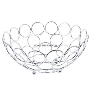 Venta caliente cesta redonda diseño antiguo encimera de Color dorado recubierto estilo geométrico verduras cesta de frutas soporte de alambre de Metal - Product Image 3