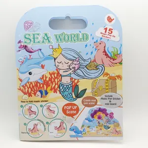 SEA WORLD pop up scene board game with TPE stickers, ECO-FRIENDLY TPE & TPR reusable washable sticker custom ODM design