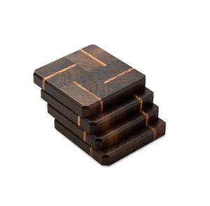 Ensemble de 4 sous-verres de conception antique faite à la main en bois pur avec support en forme de poisson en bois au design très haut de gamme à un taux très delux - Product Image 2