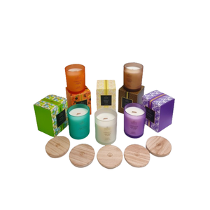 Vente en gros personnalisé tasse en verre parfumée bougies d'éclairage de Noël mélange de palmier coloré marque privée décoration de la maison cire faite - Product Image 1