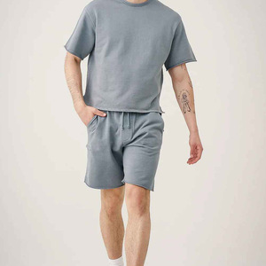High Quality 360 Grams Heavyweight Acid Wash T-Shirt Short Set 2 Piece Jogger Set Breathable T-Shirt Short Cotton Set for Men - Product Image 5