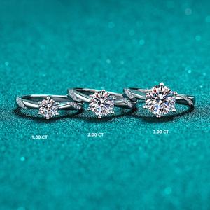 Elegante Anillo de Compromiso y Boda de Plata de Ley S925 con Moissanita Solitario, Corte Brillante, Personalizable, 0.50-3.00CT - Product Image 3