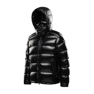 Veste matelassée pour homme tendance 2025, noire brillante à capuche, en nylon brillant, manteau d'hiver épais et chaud, parkas à bulles pour homme, vestes matelassées pour homme - Product Image 1