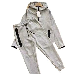 2025 nouveau Logo personnalisé Tech polaire à capuche veste hommes Jogging deux pièces ensemble costume vêtements de sport survêtement décontracté hommes costumes - Product Image 2