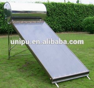 เครื่องทำน้ำอุ่นพลังงานแสงอาทิตย์ 100 ลิตร พร้อมแผงรับความร้อนทองแดงแบบแบน ถังภายในสแตนเลส ระบบไฮบริดแรงดันสูง - Product Image 5