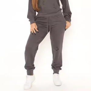 กางเกงจ็อกเกอร์ผู้ชายเอวกลาง ผ้าฝ้าย 100% กันยับ รุ่นใหม่ล่าสุดสำหรับฤดูใบไม้ร่วง ลายพิมพ์แถบขาดๆ แบบลำลองขายาว มีโลโก้ยางยืด - Product Image 6