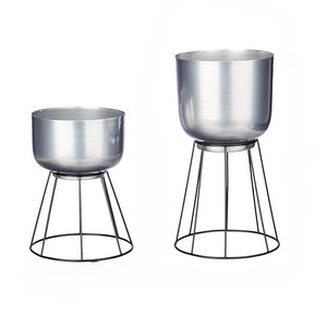 Jardinière ronde en métal argenté de haute qualité pour la décoration de la maison et du jardin jardinière de Pot de fleur avec support à bas prix - Product Image 1