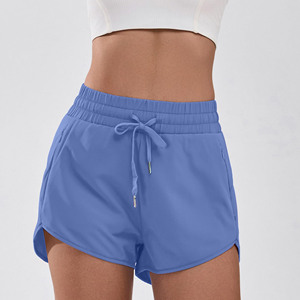 Pantalones cortos atléticos de alta calidad para mujer, pantalones cortos deportivos de secado rápido para correr para mujer con bolsillos elásticos y con cremallera - Product Image 4