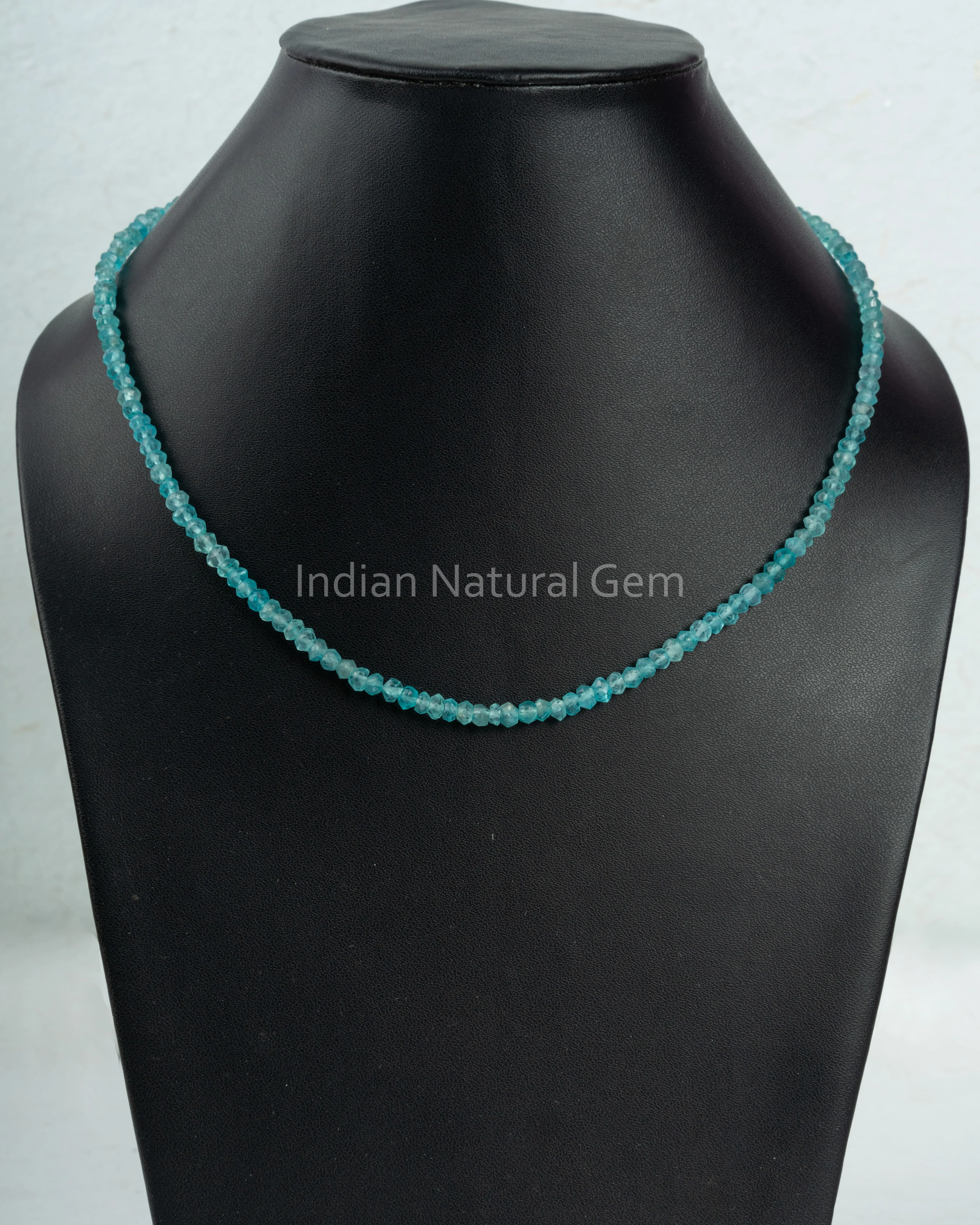 2022 Fashion Jewelry 100 % AAA Natural Sky Apatite Faceted Rondelle Necklace 3.5 - 4.5mm 925 Sterling Silver Handmade Jewelry