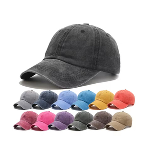 Vente en gros de casquettes de baseball en coton rétro vintage avec logo personnalisé, réglables, non structurées, de couleur unie, délavées - Product Image 1