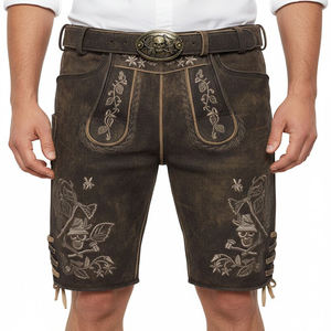 Shorts en daim de chèvre à l'aspect antique bavarois pour hommes, mi-longueur, respirants, à motif écossais, style Wildbock, toutes tailles - Product Image 1