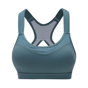 Soutien-gorge de sport côtelé à maintien élevé et séchage rapide pour femme - Yoga et course à pied, 340g Polyester Spandex avec décoration en strass - Product Image 1
