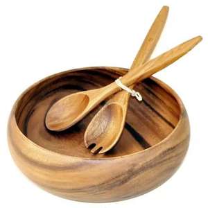 Elegante Tazón de Madera de Lujo para Servir con Cuchara de Madera Coordinada, Hecho a Mano y Ecológico para Fiestas - Product Image 3