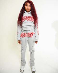 Manufacturer Custom logo Puff Printing <b>Tech</b> Cotton Fleece Tracksuits Hoodie and Sweatpants Tracksuit Jogging Suit Unisex - Product Image 2