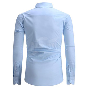 High Quality Breathable Lightweight Men's Dress Shirts 100% Cotton Solid Pattern Knitted Design - Product Image 2