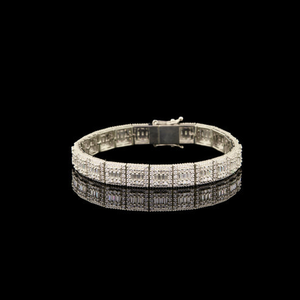 Pulsera de tenis con moissanita redonda y baguette estilo Iced Out, plata de ley 925, unisex, geométrica, para uso diario. - Product Image 1