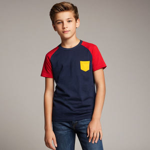 T-shirt d'été pour garçons, tissu en coton, coupe confortable, haut à manches courtes, vêtements tendance pour enfants, style décontracté, matière douce, respirant - Product Image 1