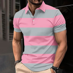 Color sólido de la moda de los hombres para las camisetas del polo Algodón Piqué Casual Tops OEM ODM Disponible Jersey Tela - Product Image 4