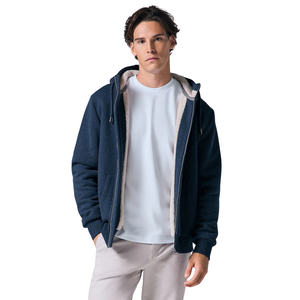 Sweat à capuche doublé en polaire pour homme, fermeture éclair intégrale, sweat-shirt chaud à capuche, vêtement d'extérieur décontracté d'hiver, veste zippée en coton doux pour un usage quotidien - Product Image 4