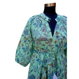 Nouvelle robe en coton pur imprimé à la main à motifs floraux indiens, best-seller, vêtements pour femmes, robe d'été légère - Product Image 4