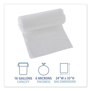Rollo de Bolsas Perforadas para Basurero Boardwalk de 16 Galones, Alta Densidad, 6 Micras, 24x33 Pulgadas, Duraderas, Naturales, 50 Bolsas/Rollo, 20 Rollos/Caja - Product Image 5