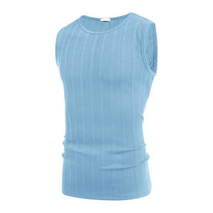 Camiseta sin mangas de alta calidad para hombre, ropa de fitness hecha de algodón de secado rápido con camiseta sin mangas de punto informal para hombre - Product Image 3